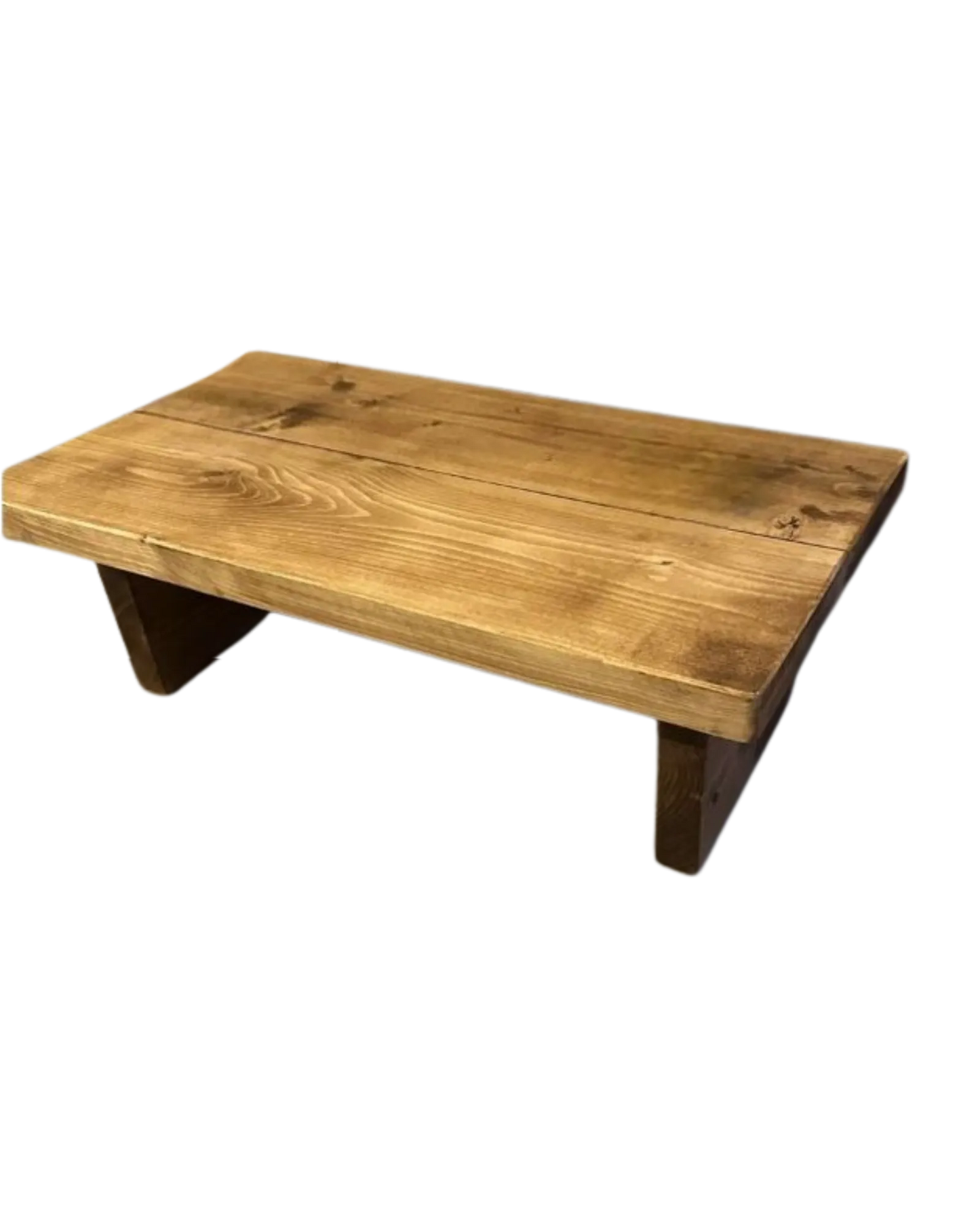 000.011  Coffee Table with soft straight edges (2 heights) Rustic Solid Wood