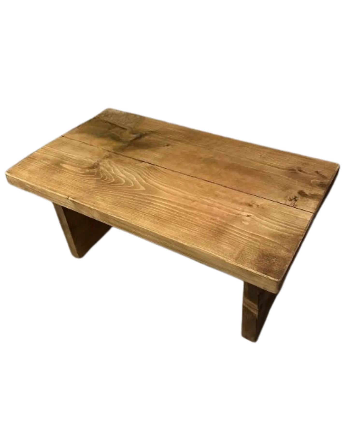 000.011  Coffee Table with soft straight edges (2 heights) Rustic Solid Wood