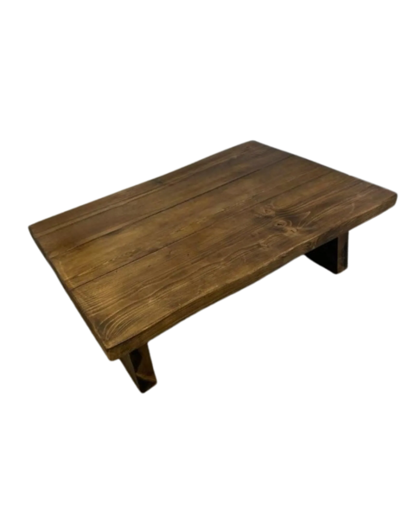 000.011  Coffee Table with soft straight edges (2 heights) Rustic Solid Wood