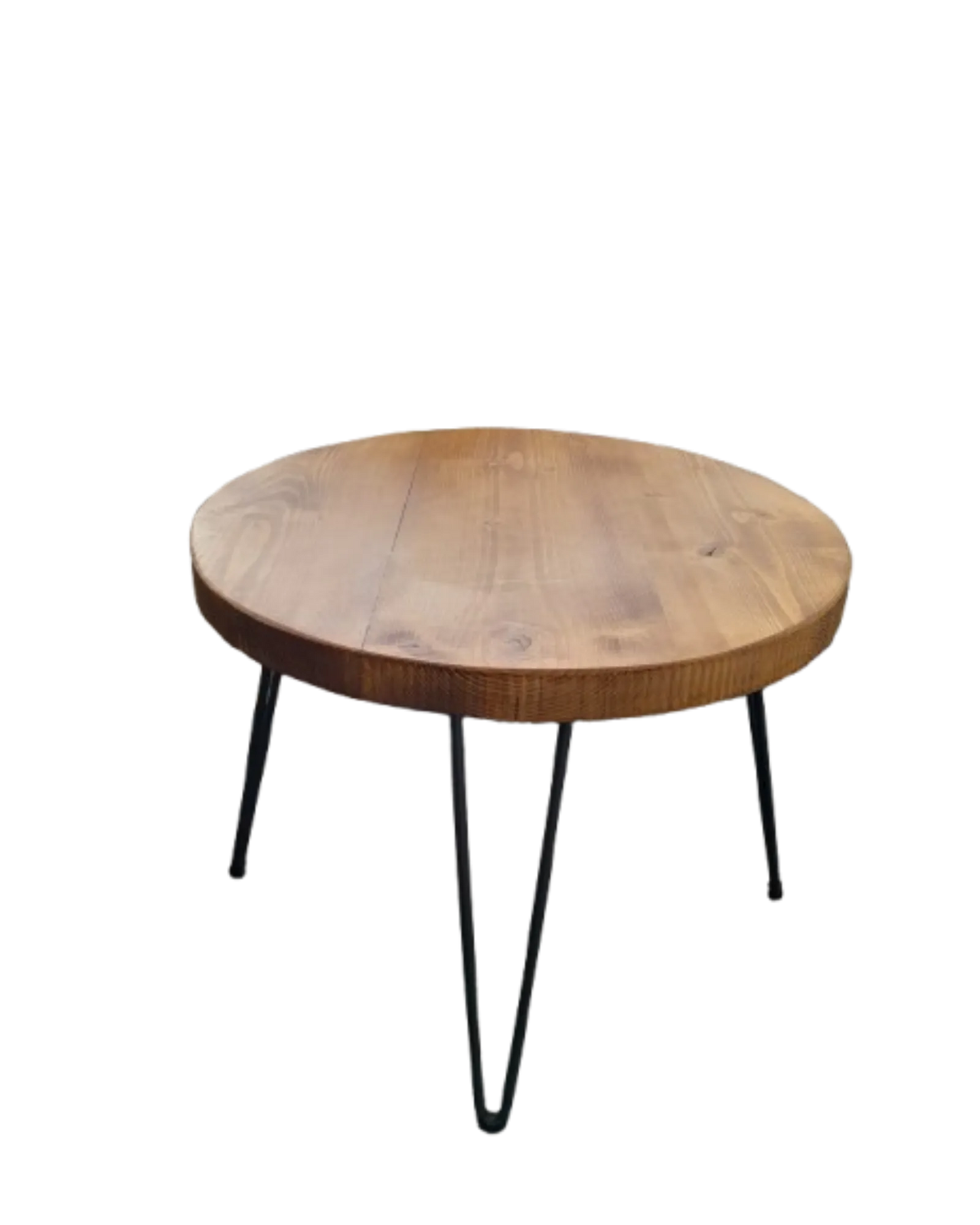 000.014  Rustic Wooden Round Coffee Table with Hairpin Legs