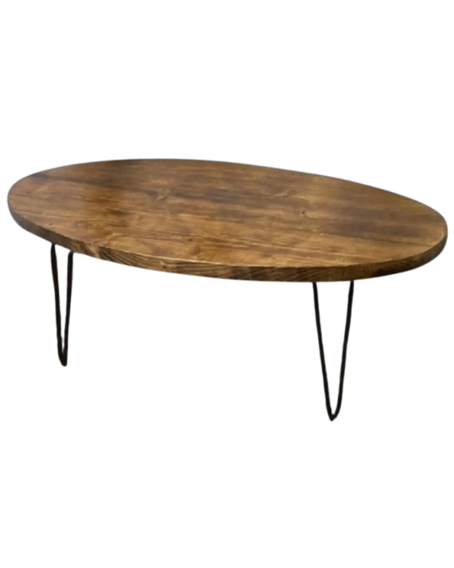 000.017  Coffee Table Oval Rustic Farmhouse Hairpin legs