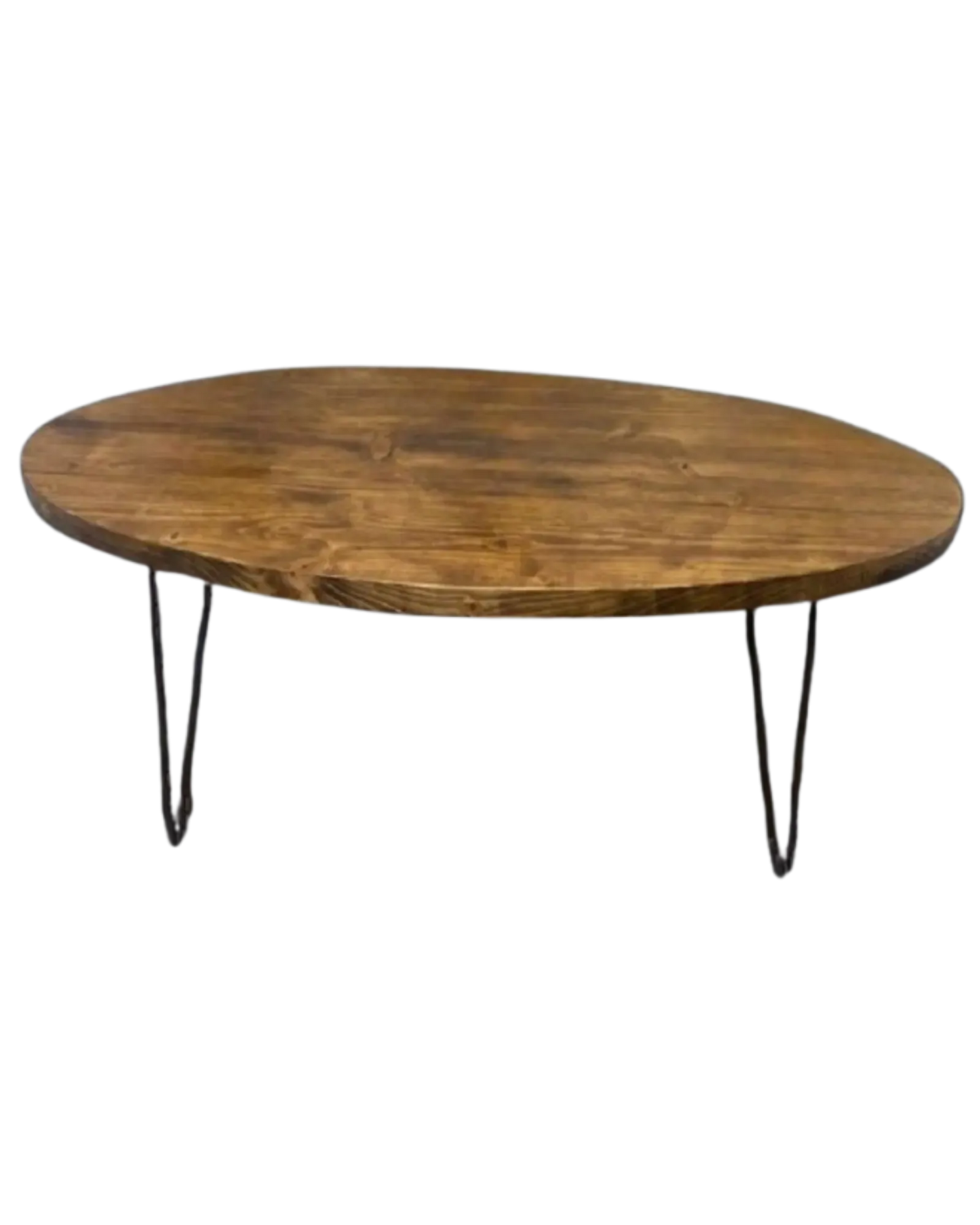 000.017  Coffee Table Oval Rustic Farmhouse Hairpin legs