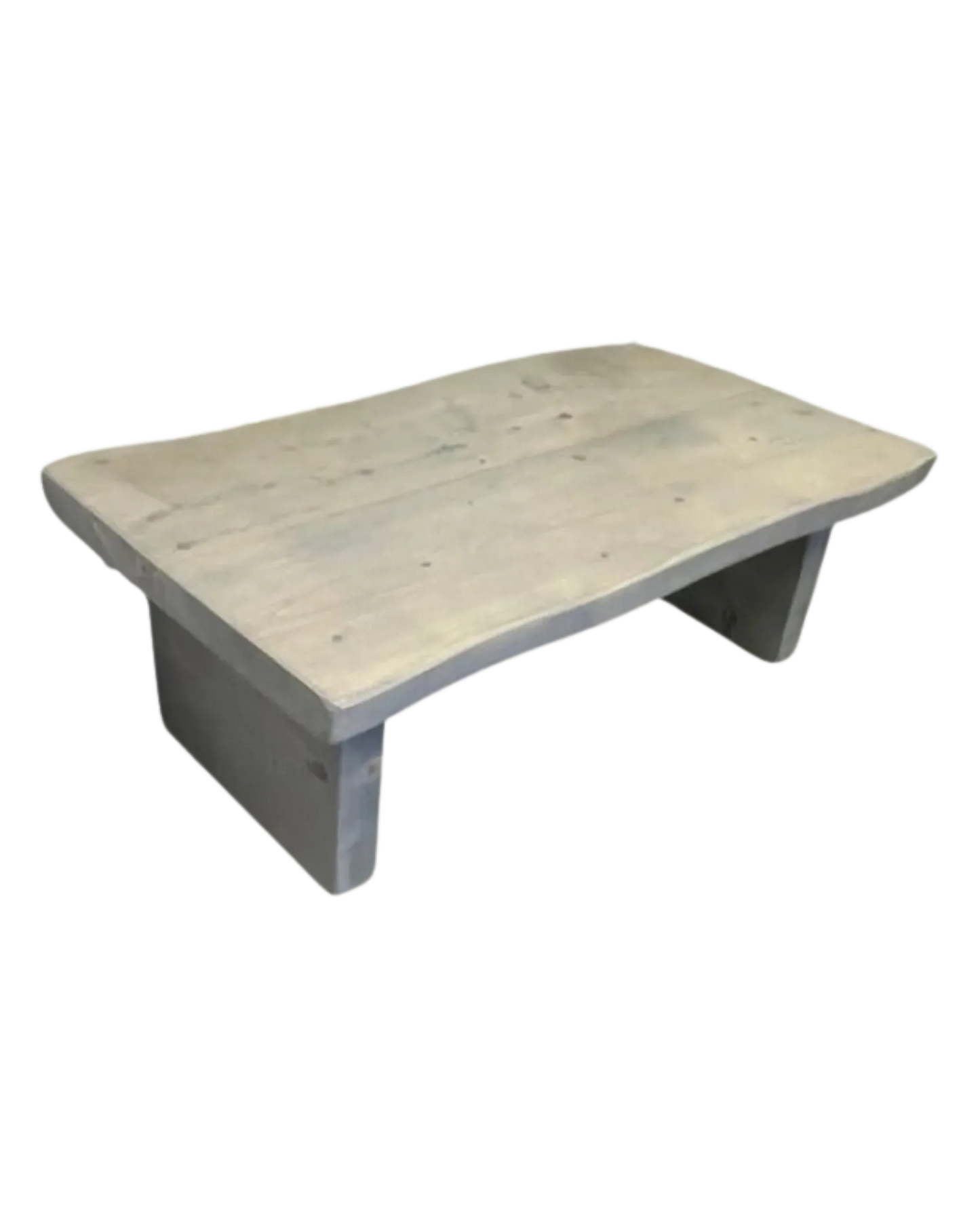 000.019  Rustic Solid Wood Live edge style Low Coffee Table - White Grey and White