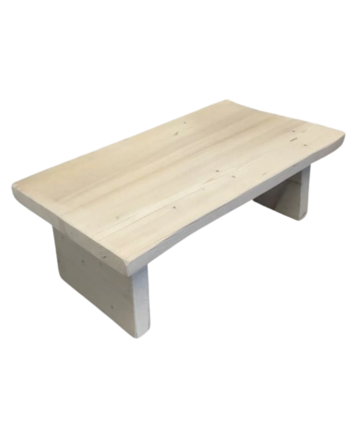 000.019  Rustic Solid Wood Live edge style Low Coffee Table - White Grey and White