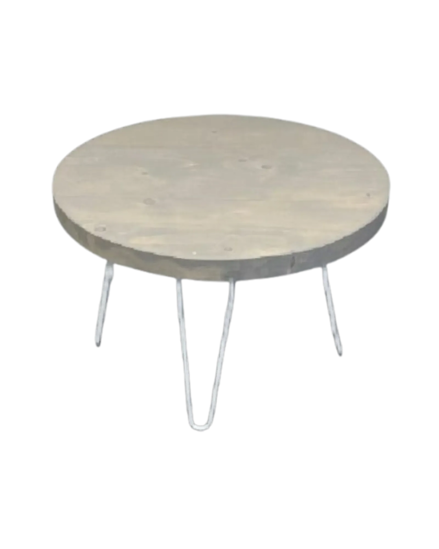 000.021  Rustic Industrial Round Coffee Table (White, Grey and Black)