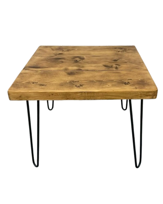 000.024  Rustic Square Coffee Table with Hairpin Legs