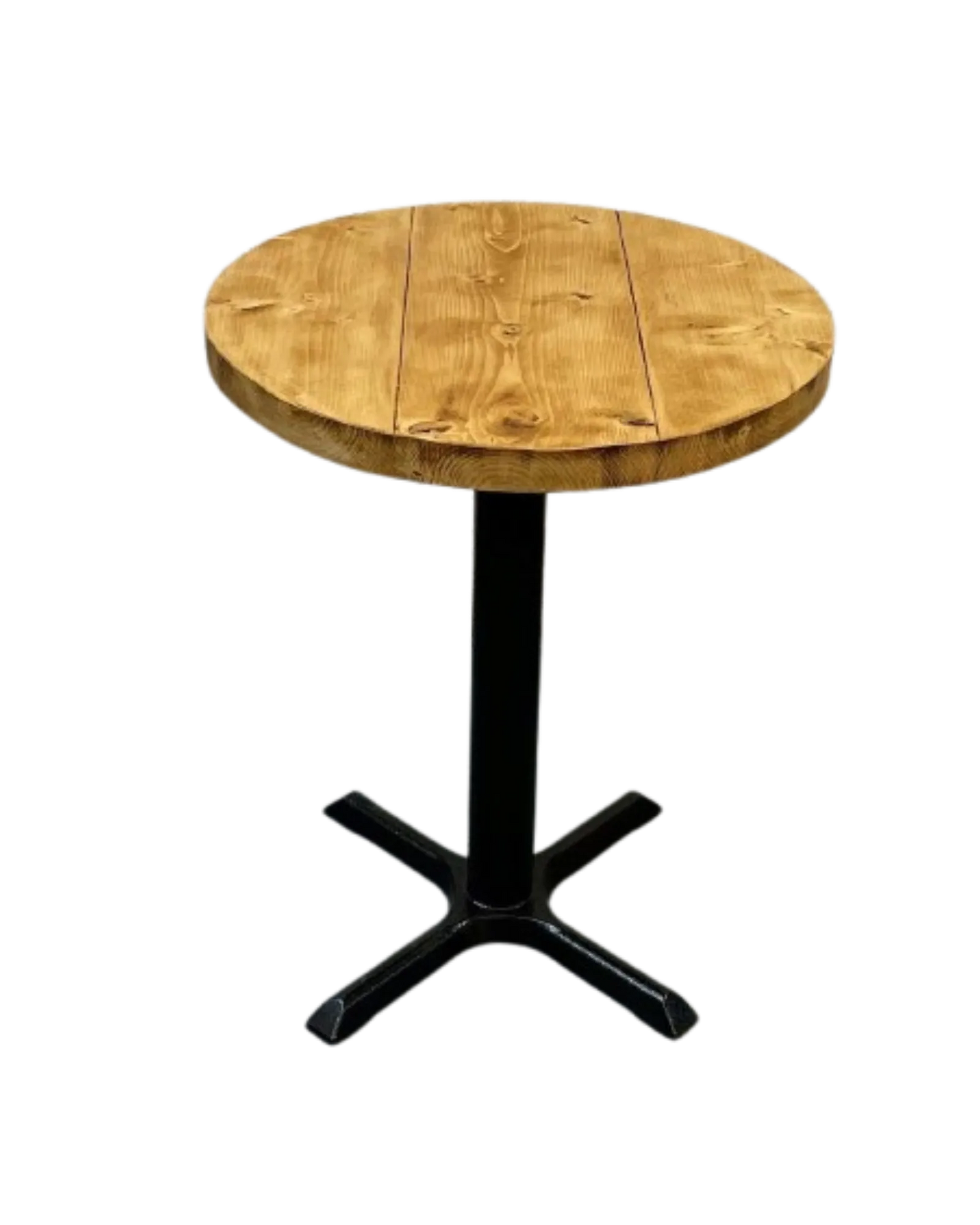 000.031  Dining Table Round - with Cast Iron Pedestal Base Rustic Industrial