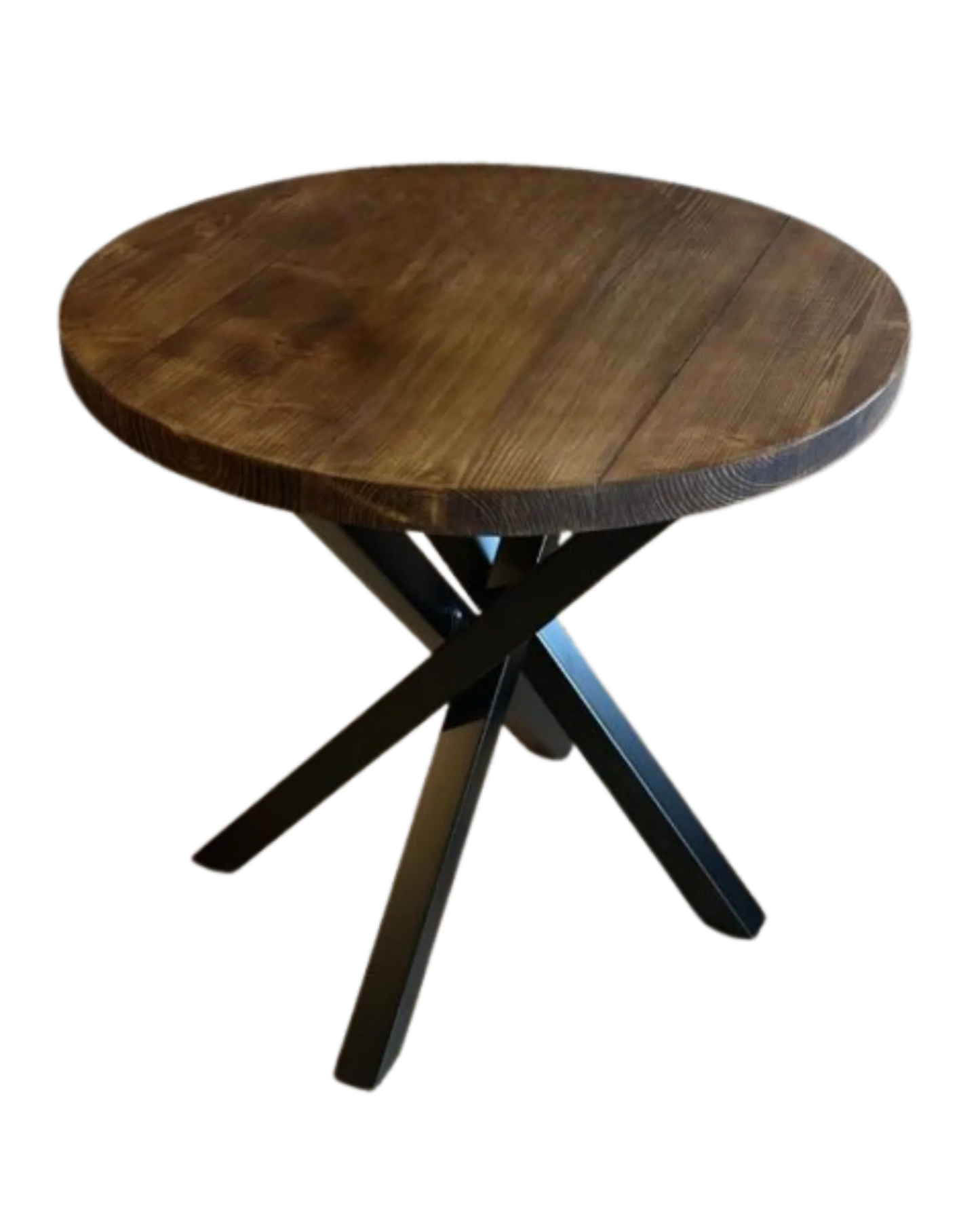 000.032  Round Dining Table - with steel base Rustic Farmhouse