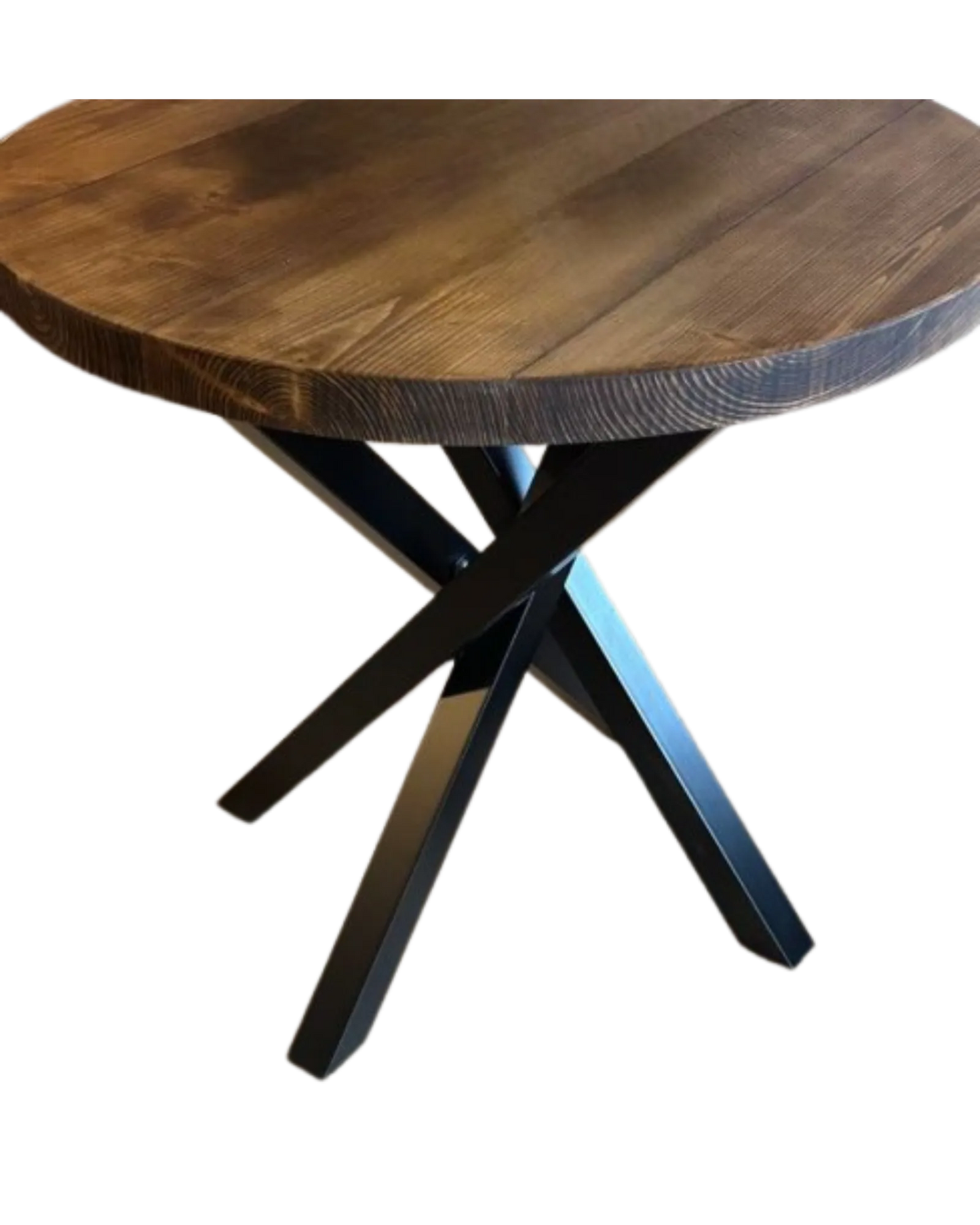 000.032  Round Dining Table - with steel base Rustic Farmhouse