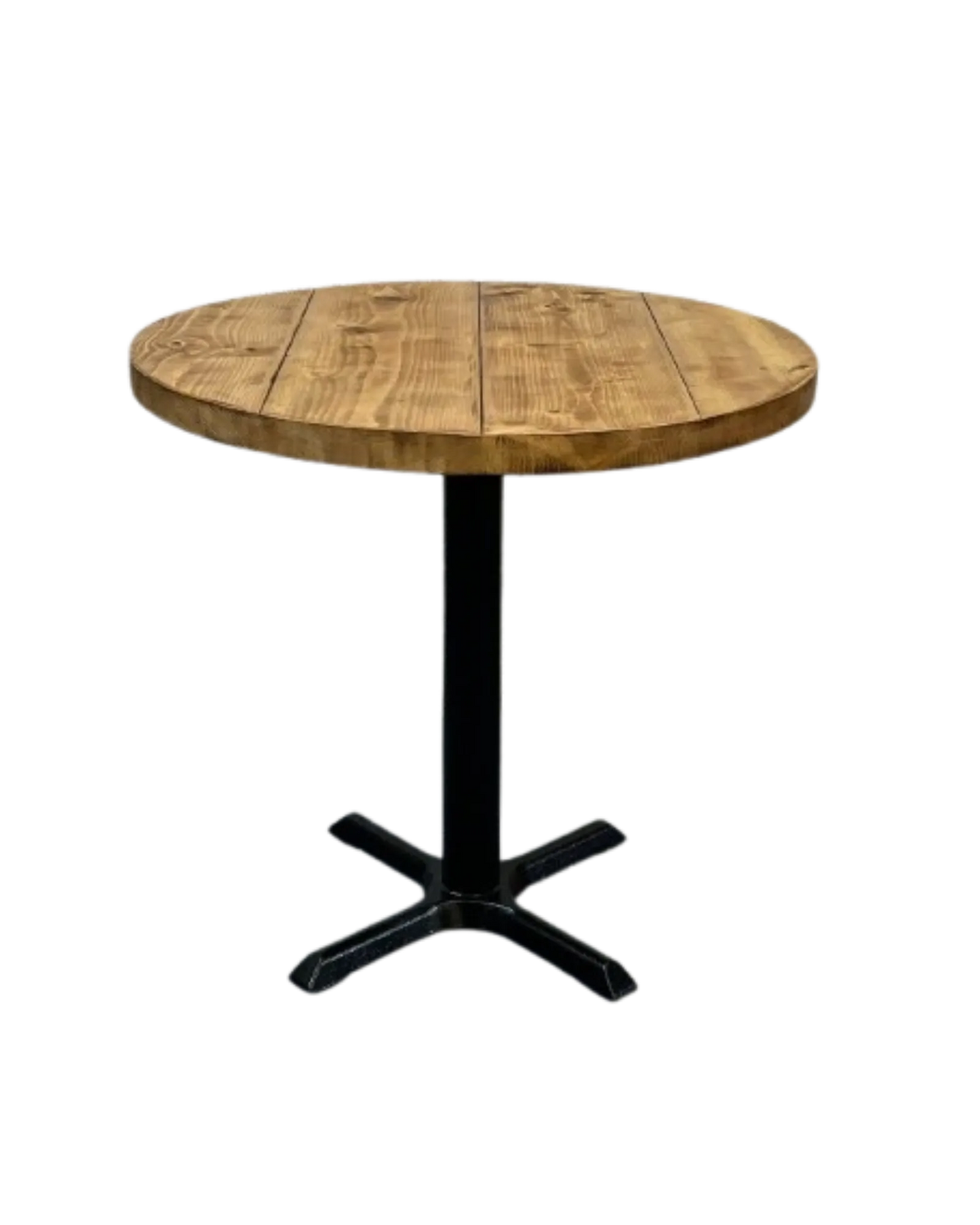 000.033  Dining Table Round - with Cast Iron Pedestal Base Rustic Industrial