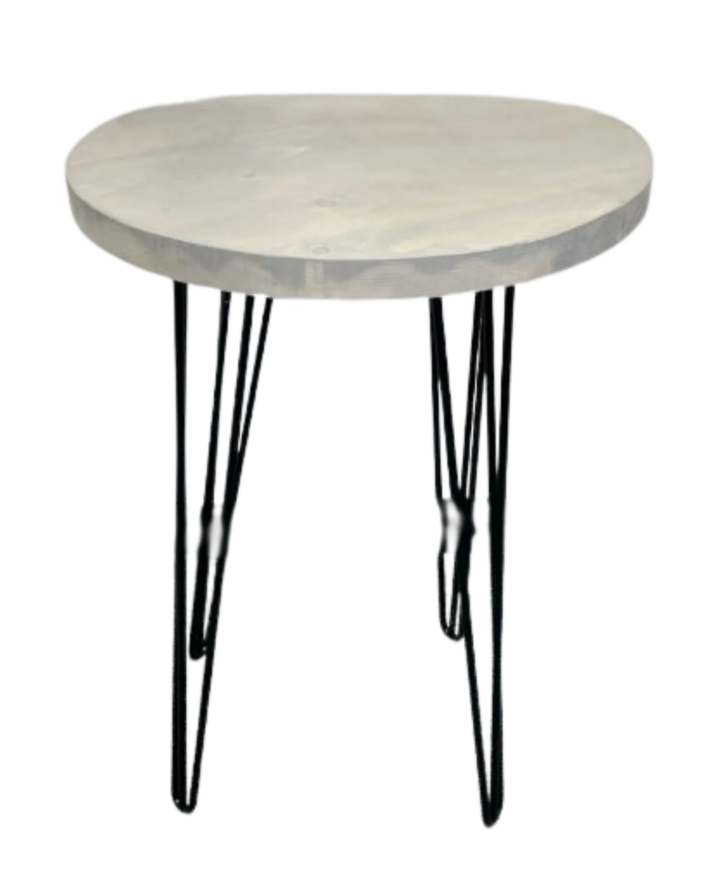 000.040  Rustic Industrial Round Dining Table - with Hairpin Legs (White, Grey and Black)