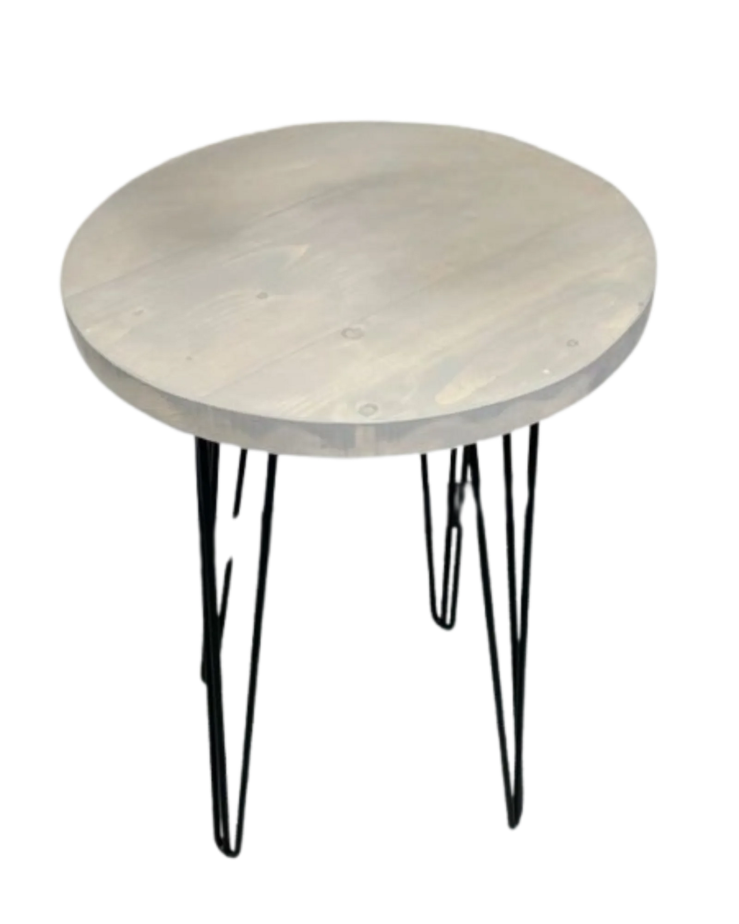 000.040  Rustic Industrial Round Dining Table - with Hairpin Legs (White, Grey and Black)