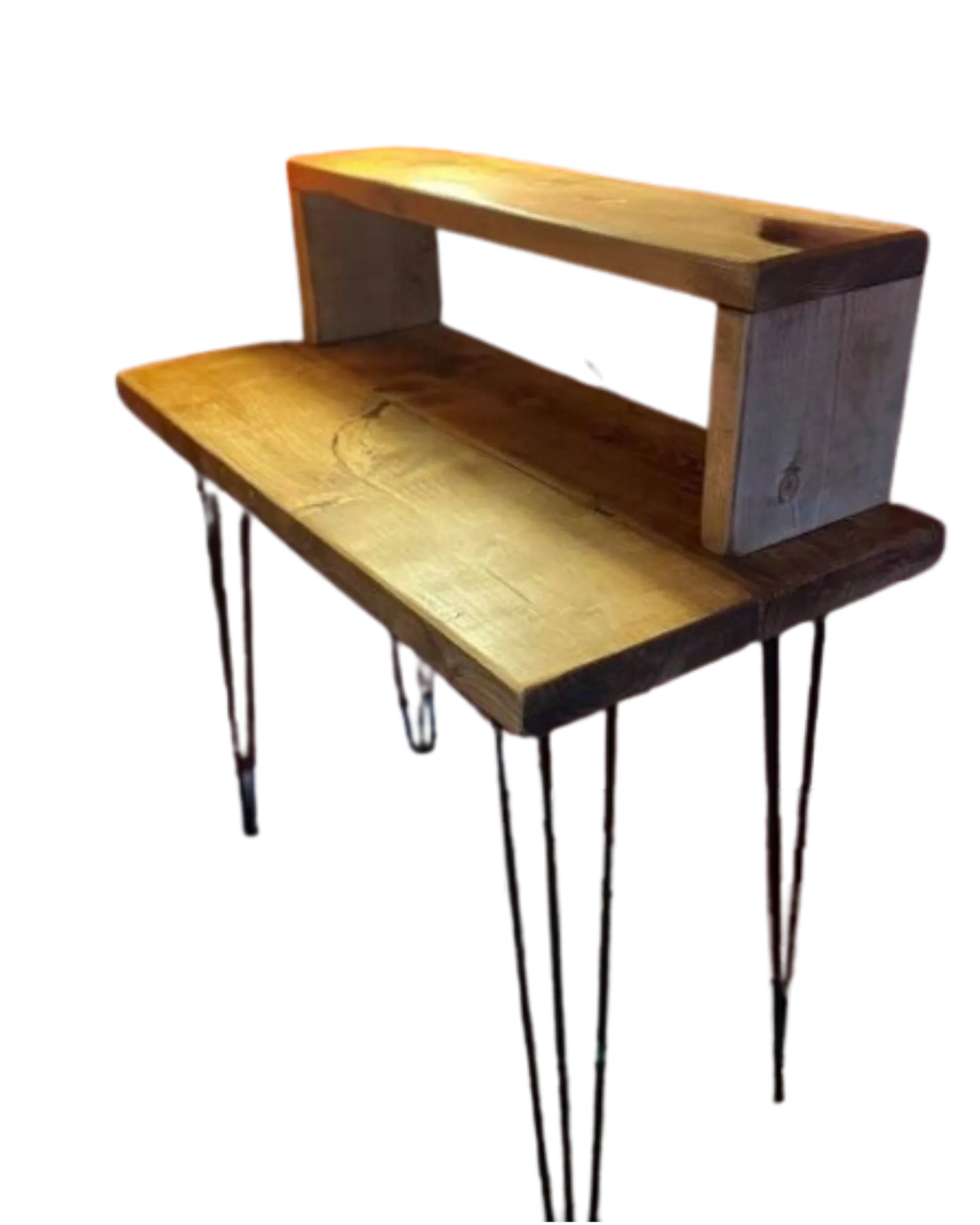 000.047  Desk - solid wood Rustic Industrial Style Compact