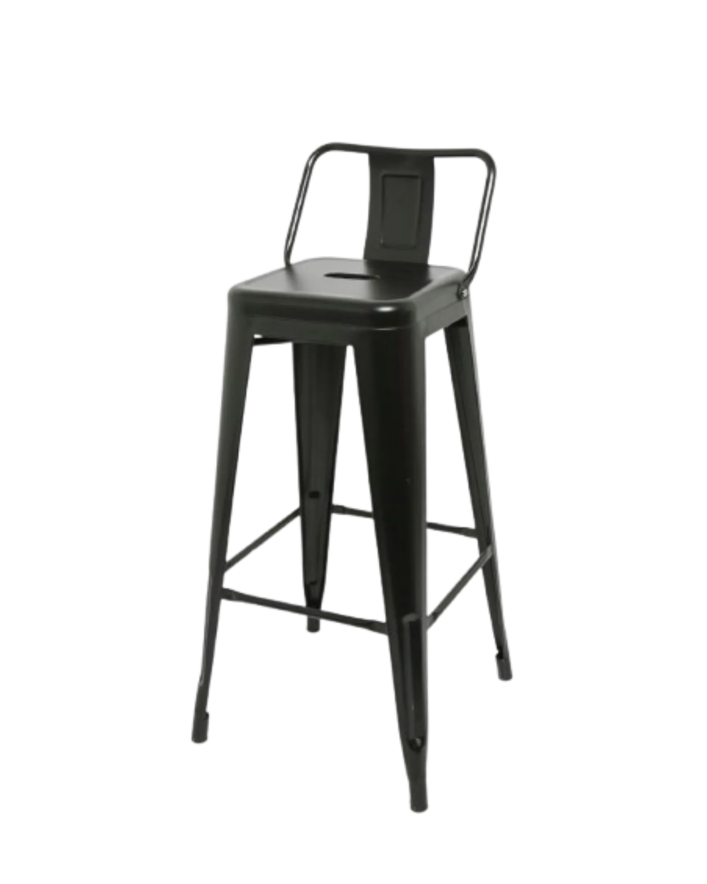 000.063  Black Metal Bar Stools with raised backs - 2 Styles to choose from (Set of 4)