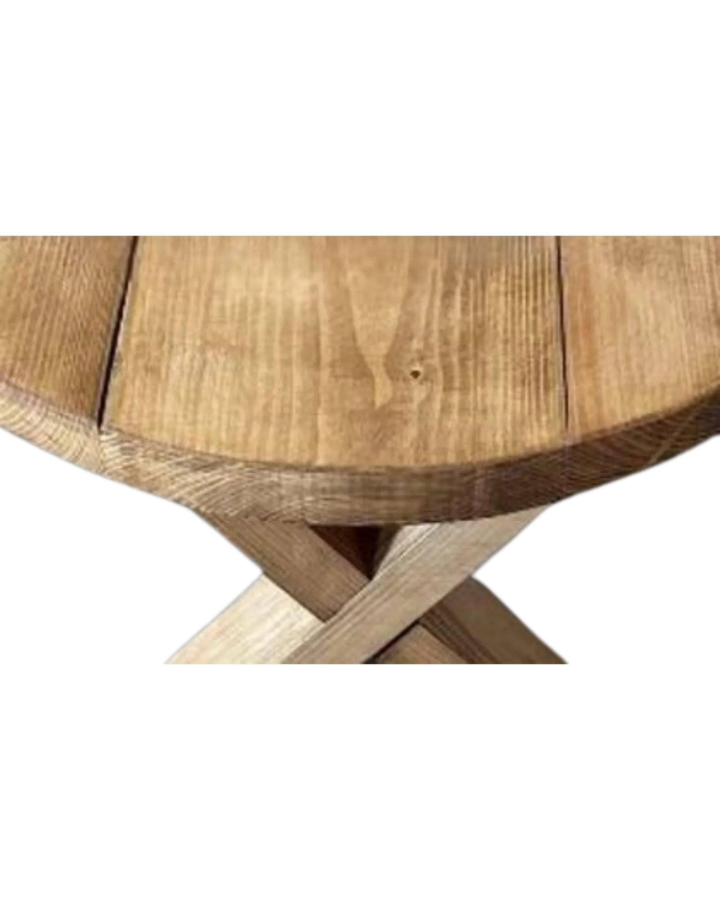 000.008  Round Coffee Table - Solid wood with X Frame legs